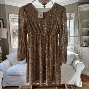 Girls Gold Sequin Dress